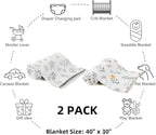 Soft Sage Green Baby Blankets for Unisex Girls or Boys Breathable Gender Neutral Nursery Double Layer Blankets with Dotted Backing and Leaf Printed for Newborn Toddlers 2 Pack (Leaf)