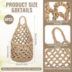 Foxtell 6 Pack Macrame Plant Hangers, 9.4” x 5.1” Cotton Wall Hanging Plant Baskets, Boho Woven Hanging Storage Flower Baskets for Indoor Outdoor Plants, Herbs & Home Decor