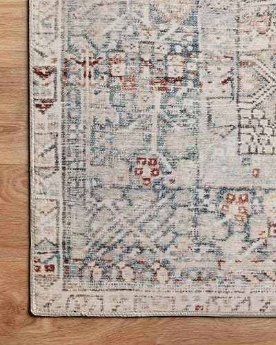 Loloi Chris Loves Julia Jules Collection JUL-07 Natural/Ocean 7'-6'' x 9'-6'', .13" Pile Height, Area Rug - color: Natural / Ocean, size: 7'6" x 9'6" (Rectangular)