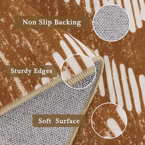 Boho Washable Area Rugs 9x12ft for Living Room, Large Soft Bedroom Rug Non Slip, Low Pile Brown Moroccan Floor Carpets for Dining Room Nursery Playroom Home Office - color: Brown, size: 9' x 12' (Rectangular)
