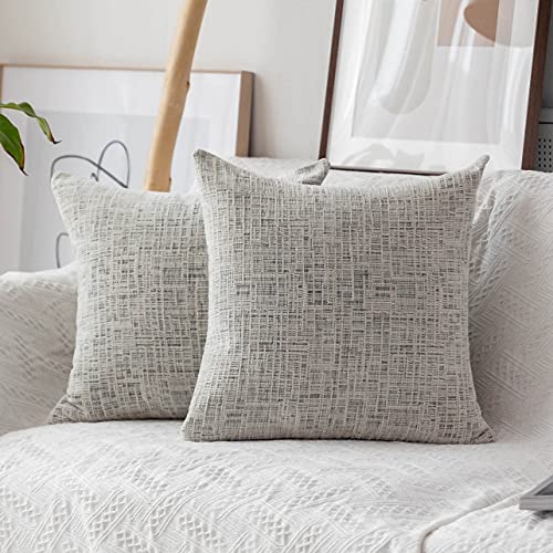 Home Brilliant 26x26 Pillow Covers Throw Pillow Cases for Couch Euro Shams Super Soft Striped Chenille Velvet Plush Cushion Cover for Living Room, 26" x 26" (66cm), Cream Mixed Black - color: Cream Mixed Black, size: 26" x 26" (Pack of 2)