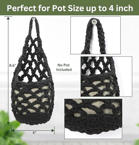 3 Packs Hanging Planters for Indoor Plants up to 4 in., Wall Plant Holder | Plant Hanger Indoor, Wall Planters for Indoor Plants, Hanging Plant (3PK, for 4 inch Pot) - color: Black X 3pc