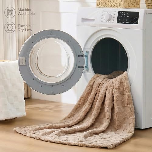 Brown Textured Checkered Baby Blanket, 330GSM Soft Plush Fleece Blanket for Crib Stroller, Cozy Decorative Giftable Home Blanket, 30x40 Inches - color: Brown, size: Throw(30"x40")