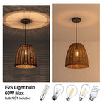 Farmhouse Pendant Lighting 11.81” Rattan Woven Rustic Ceiling Wicker Pendant Lighting Fixture for Kitchen Island Dining Room Bedroom Foyer - color: Woven Pendant Light