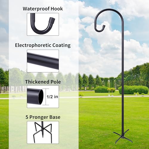 Ottsuls Bird Feeder Pole, 45 INCH Heavy Duty Shepherds Hooks for Outdoor with 5 Prong Base, Adjustable Stand Hanger for Garden Plant, Hummingbird Feeder, Lantern, Hanging Wedding Decor (2 Pack) - size: 45 INCH, style: B-2 Pack