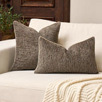Yangest Chenille Pillow Cover 18 x18 Inches, Thick Textured Square Throw Pillow Cover Farmhouse Modern Soft Accent Couch Neutral Pillow Cover for Living Room Bedroom, Gray Brown - color: Gray Brown, size: 18" x 18" (Pack of 1)