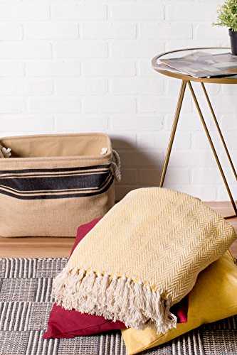 DII Chevron Throw Collection Handloomed Cotton, 50x60, Marigold - color: Marigold, size: 50x60"