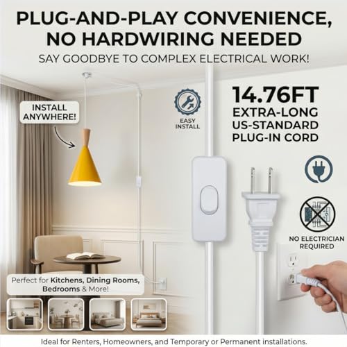 DEC LUCE DECOLUCE LIGHTING Modern Plug in Pendant Light Kitchen, Adjustable Hanging Lamps Plug into Wall Outlet for Dining Room, Bedroom, Living Room, Contemporary Wall Décor(Melon Yellow) - size: funnel pendant light melon yellow