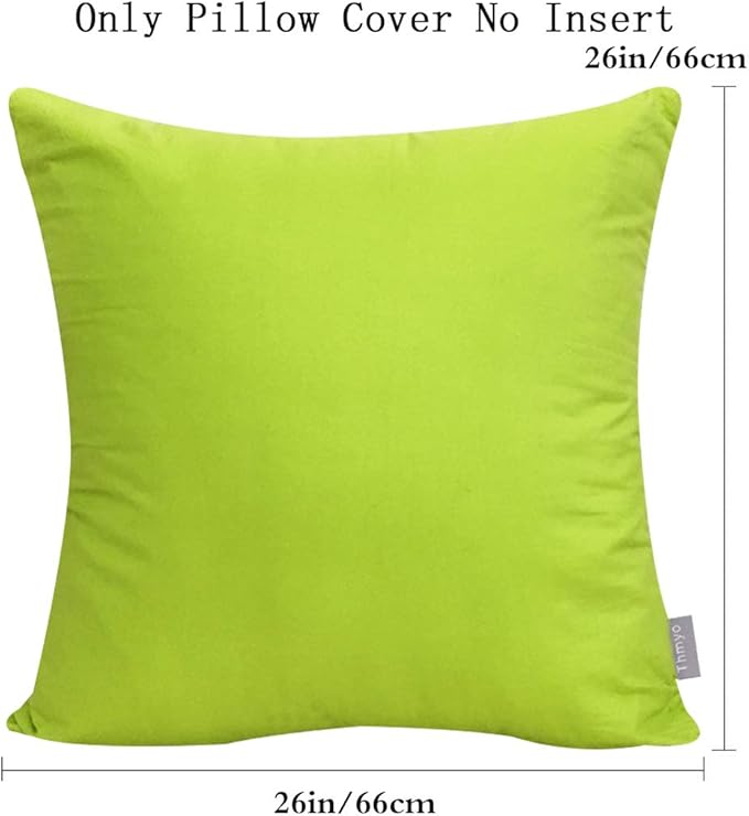 Thmyo 4-Pack 100% Cotton Comfortable Solid Decorative Throw Pillow Case Square Cushion Cover Pillowcase Sublimation Blank Pillow Covers DIY Throw Pillowcase for Sofa(26x26 inch/ 66x66cm,Light Green)