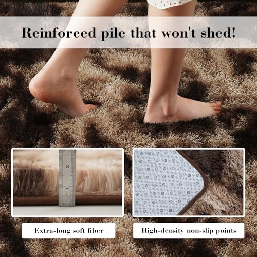 Fluffy Rug Shag Area Rug, Mottling Brown 2x4 Area Rugs for Bedroom, Small Bedside Rug, Soft Fluffy Shag Entryway Throw Rugs for Living Room Bedroom Room Home Decor - color: Mottling Beige, size: 2' x 4' (Rectangular)