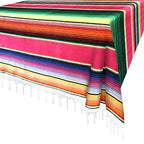 Xplanet Mexican Serape Blanket, 84 X 59 Inch, Cotton, Rectangular, Rose Pink, Tablecloth, All-Season, Tassel - color: Rose Pink