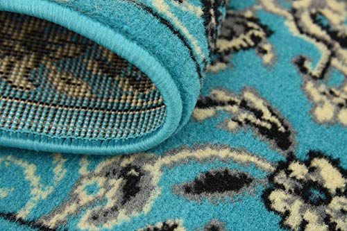 Unique Loom Sialk Hill Collection Area Rug - Washington (2' 2" x 8' 2" Runner Turquoise/Black) - color: Turquoise/Black, size: 2'2" x 8'2" (Runner)