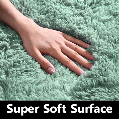 Awaytail Sage Rug Collection - 2 x 3' Non-Slip Height Pile 1.4" Plush Rug Rubber Backing - Throw Rugs Carpet for Bedroom - color: Sage, size: 2' x 3' (Rectangular)