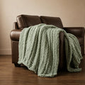 Battilo Chunky Knit Throw Blanket for Couch, Hand Made Chenille Throw Blanket, Super Soft Warm Cozy Sage Green Blanket for Bed, Sofa, Living Room, 50"x60" - color: Sage Green
