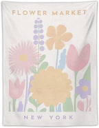 Chordity Danish Pastel Botanical Flower Market Aesthetic Tapestries Wall Hanging Tapestry Decorative Flag For Home Decor Living Room College Dorm Bedroom Banner Poster 30*40 Inch