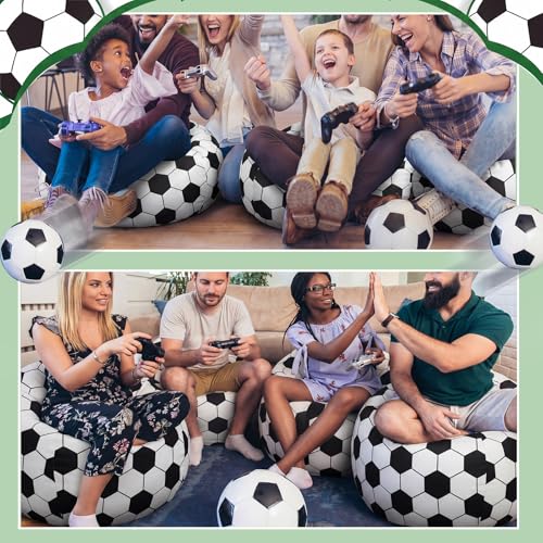 Boao 27'' Large Soccer Bean Bag Chairs Cover (No Filling) Washable Stuffed Animal Storage Beanbag Chair Canvas Bean Bag Cover with Zipper for Organizing Plush Toys Textile Sack - color: Football, size: 27 Inches