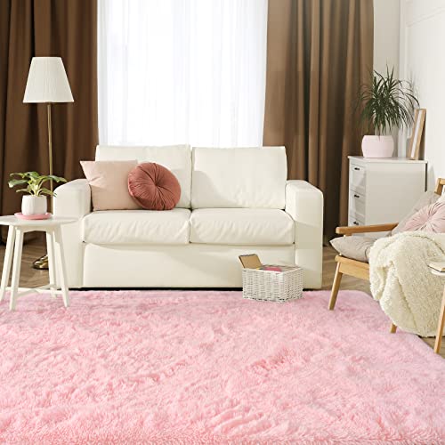Jelymark Super Soft Shaggy Rug for Bedroom, 4x5.9 Feet Fluffy Carpet for Living Room, Fuzzy Indoor Plush Area Rug for Home Decor, Furry Floor Rugs for Dorm, Kids Nursery Rug for Girls, Pink - color: Baby Pink, size: 4' x 6' (Rectangular)