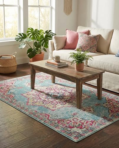 Rugs.com Fleur Collection Rug – 3' x 5' Light Blue Medium-Pile Rug Perfect for Entryways, Kitchens, Breakfast Nooks, Accent Pieces - color: Light Blue 11, size: 3' x 5' (Rectangular)