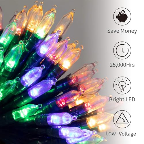 Battery Operated Christmas Lights 2 Pack 18 Feet 50 LED Clear Mini String Lights with 8 Modes Waterproof Tree Lights for Xmas Outdoor Indoor Holiday Party Garden Decor, Warm White + Multicolor - color: Warm white+Multicolor, size: 50 LEDs x 2 Pack