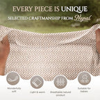 Cashmere Blanket – Hand Woven 100% Pure Wool Throw Blanket, 135 x 270 cm – Herringbone Pattern Cozy, and Soft Blanket for Bed, Sofa, or Couch - Made in Nepal - color: Grey Brown