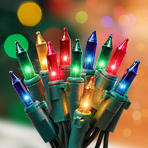 Hopolon Christmas Lights Multicolor,2PACK 13 Feet 50Count Incandescent Christmas Tree Lights with Green Wire,Connectable Mini Lights Set for Indoor,Outdoor,Holiday,Home,Party,Xmas,Easter,Multicolor - color: Multicolor,Green Wire, size: 2PACK, 50 count