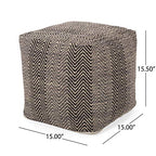 Christopher Knight Home Dora Hand-Crafted Cotton Cube Pouf, Brown, Beige, and Yellow