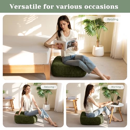 HIGOGOGO 8" Floor Pillow Cushion for Adults, Meditation Cushion Pillow, Blended Corduroy Cover, Large Square Floor Sitting for Tatami Living Room or Yoga, 22x22 Inch, Dark Green - color: Square Dark Green, size: 8" Thick(Pack of 1)