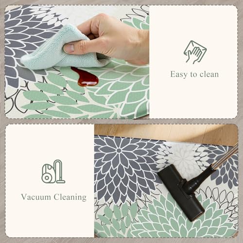 KIMODE Half Circle Kitchen Mats for Floor Cushioned Anti Fatigue,Semi Round Farmhouse Kitchen Rugs Non Slip,Memory Foam Kitchen Mat Decor for Sink Laundry Bathroom,Multi Cyan - color: Multi Cyan, size: 28" x 18" (1 PC)--0.47 inches