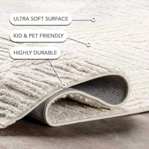 Nuloom Kerry Cream, 7'10" x 10', Geometric, Soft and Cozy, High Traffic, Stain Resistant, Easy Clean, Durable Area Rug for Bedroom, Living Room, Dining Space, Den, Foyer, Entryway - color: Kerry Cream, size: 7'10" x 10' (Rectangular)