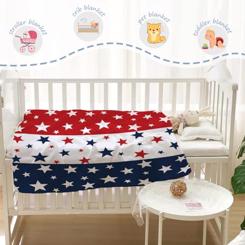 YeeJu Patriotic Throw Blanket for Baby, Small 4th of July Memorial Day Fourth of July Blanket, Toddler Swaddle, Soft Fleece, Red, White, Blue, Star, Independence, Veteran Day, 30x40 - color: Flag-03, size: 30"x40"