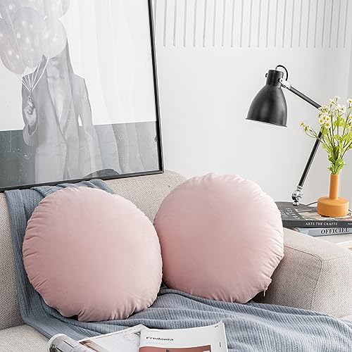 S_SSOY Round Throw Pillow 18",Soft Dutch Fleece Throw Pillow Round Cushion Floor Pillows for Living Room Sofa Bed Chair Floor Car Home Decoration (Pink) - color: Pink