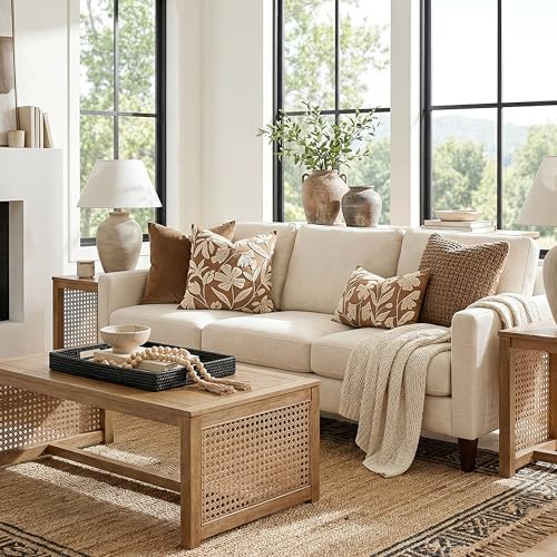 BlissBlush 12x20 Lumbar Pillow Cover, Rectangular Brown Decorative Throw Pillowcase for Couch Sofa, Embroidered Velvet Farmhouse Accent Cushion (Cover Only) - color: Warm Brown, size: 20" x 12" (Pack of 1)