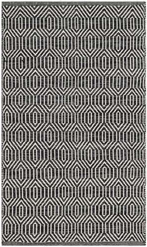SAFAVIEH Montauk Collection Accent Rug - 2'3" x 3'9", Ivory & Dark Grey, Handmade Flat Weave Cotton, Ideal for High Traffic Areas in Entryway, Living Room, Bedroom (MTK413A) - size: 2'3" x 3'9" (Rectangular)