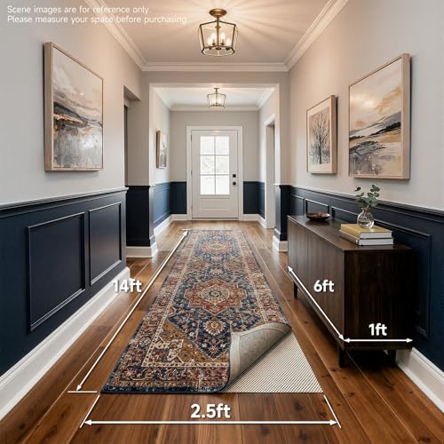 Veken 2.5x14 Ft Rug Pad Gripper for Hardwood Floors, Non Slip Rug Pads for Area Rugs, Thick Rug Grippers for Tile Floors, Under Carpet Anti Skid Mat, More Than 99 Pcs Anti-Slip Solid Square Pattern - size: 2'6" x 14' (Rectangular), style: White