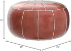 Decorative Pouf Foot Stool Round Unstuffed Leather Ottoman Cushion Storage seat or for Resting Your Feet on, Floor Chair Foot Living Room Bedroom Kids Room and Wedding (Rust)