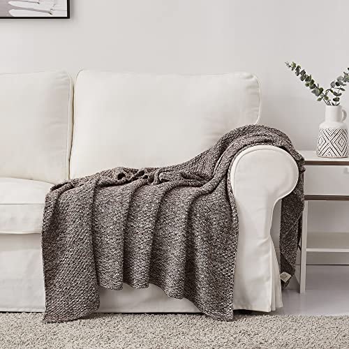 Longhui bedding 100% Cotton Knitted Throw Blanket – Coffee, Soft & Cozy, Machine Washable, 51"x63" – Perfect for Living Room, Couch, Sofa, Bed or Travel - color: Coffee, size: 51" x 63", Standard