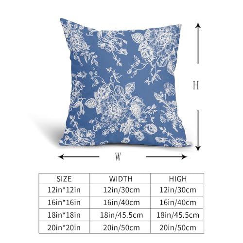Kawani Vintage Floral Pillow Covers 18x18 Inch Set of 2 Blue Floral Outdoor Decorative Throw Pillows Chinoiserie Flower Pillowcases Rustic Farmhouse Cushion Covers for Couch Home Decor - color: Blue Floral, size: 18" x 18" (Pack of 2)