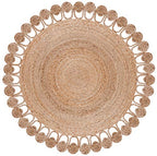 SAFAVIEH Natural Fiber Round Collection 5' Round Natural NFB252A Handmade Boho Country Charm Jute Area Rug - size: 5' (Round)