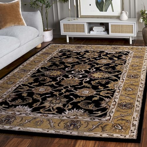 SAFAVIEH Classic Collection 5' x 8' Black / Gold CL252A Handmade Traditional Oriental Premium Wool Area Rug - size: 5' x 8' (Rectangular)