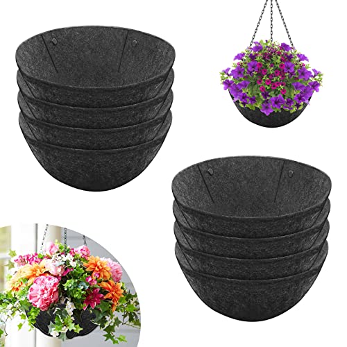 Riare 8 Pack 12 Inch Round Fabric Planter Basket Liner- Hanging Basket Liners Replacement Coco Fiber Liner Alternative for Hanging Basket Flowers (Prevent Birds from Nesting) - size: 12inch
