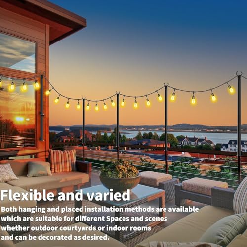SINLEY 2 Pack 5Ft String Light Poles,Light Poles for Outside String Lights,Outdoor Light Poles with Fork,Metal Pole Stand for Patio,Backyard,Deck - style: 2 Pack 5Ft