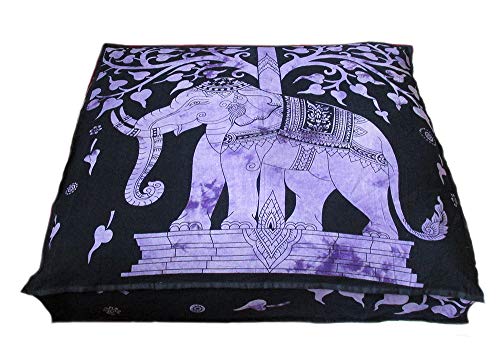 Indian Mandala Cotton Floor Pillow Ethnic Meditation Cushion Cover for Home Dorm Decor Yoga Mat Beach Throws Kids Bean Bag Case Footstool Pet Dog Bed Cover - color: Purple, size: 35 x 35 Inches