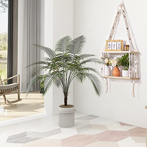 TENEWEE Boho Wall Hanging Shelves Macrame Floating Plant Photos Wood Shelf for Bedroom Living Room Apartment Decor - color: White