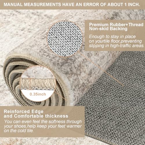 Capslpad 2x10 Beige Abstract Hallway Runner, Ultra Soft Fabric Washable Runner Rug, Non-Slip Rubber Backing, Stain Resistant Low Pile Runners for Hallways, Kitchen, Entryway, Bedroom, Laundry - color: Beige, size: 2' x 10' (Runner)