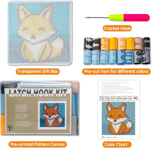 Latch Hook Kits for Kids Adults DIY Rug Tapestry Kits with Printed Canvas Embroidery Kits Festival Christmas Gifts Home Decoration (Dinosaur) - color: Dinosaur