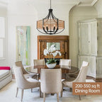 25.6" Large Rattan Farmhouse Chandelier, 6-Light Boho Black Modern Chandelier Light Fixture, Rustic Wicker Chandelier with Woven Shade for Dining Room, Living Room, Bedroom - color: V-Weave Round Rattan, size: Large 6 light 25.6 inches