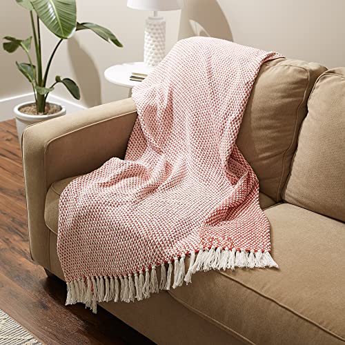 DII Woven Throw Collection 100% Cotton, Basketweave, 50x60, Spice - color: Spice, size: 50x60"