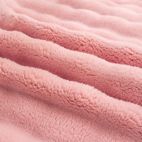 YUSOKI 3D Fleece Bubble Throw Blanket | 380GSM Ultra Soft Fluffy Plush | Non-Shedding Lightweight Cozy Blanket for Couch Sofa Bed | All Season(Light Pink,50 * 60inches) - color: Light Pink, size: Throw(50" x60")