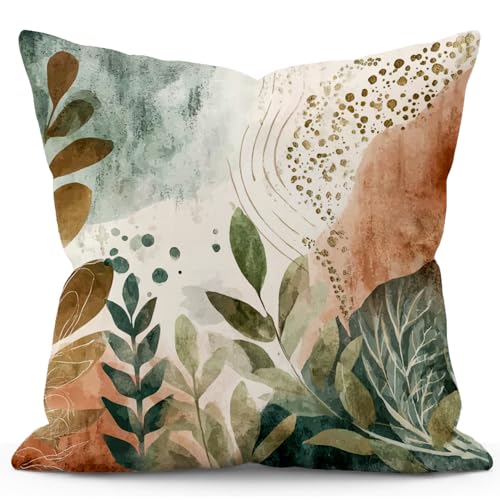 YOU FOUND ME Boho Throw Pillow Covers 18x18 Inch, Vintage Bohemian Carpet Print Pillowcase, Soft Decorative Cushion Cover for Couch Sofa Bedroom Living Room Decor (Green&Beige) - color: Green&beige