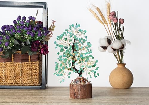 MAIBAOTA Green Office Home Decor for Positive Energy Green Aventurine Crystals Tree of LifeFeng Shui Decor Money Bonsai Trees for Meditation - color: Green